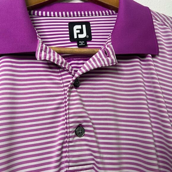 FootJoy Purple Micro Striped Short Sleeve Ombré Golf Polo Men’s Size XL - Picture 6 of 14